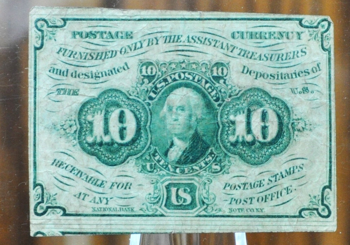 First Issue 10 Cent Fractional Note Fr#1242- VF+ - 1862 10C Fractional ...